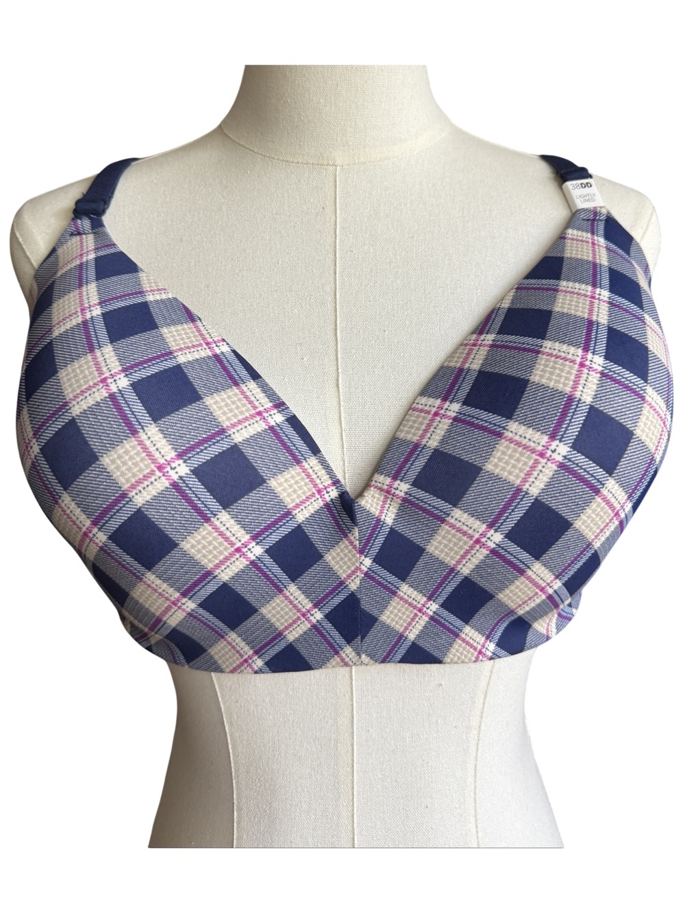 PINK Victoria's Secret 38DD Plaid Wear Everywhere Wireless Lightly Lined Bra
